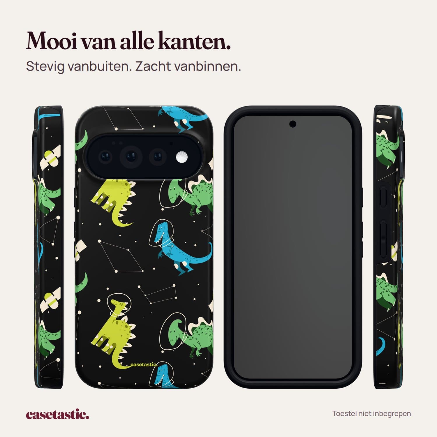 Casetastic Hoesje Geschikt voor Google Pixel 11 Pro - Stijlvolle Beschermende Duo-layer Case - Dino in de sterren