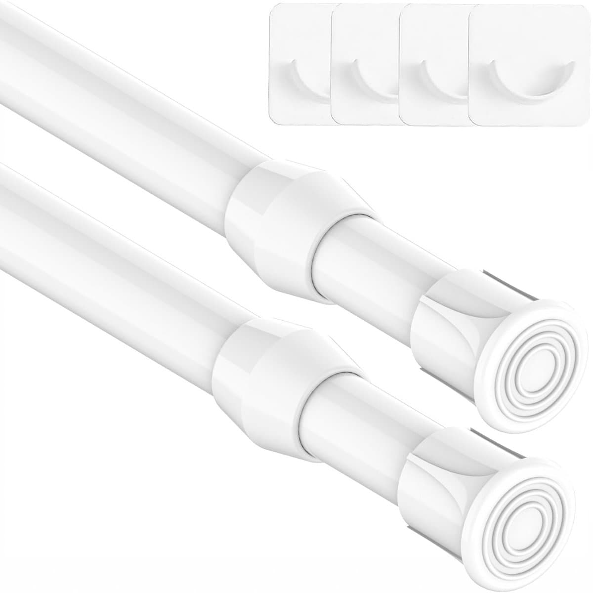 2 stuks telescoopstang voor bevestiging, bevestigingsstang voor gordijnen, spanstang zonder boren, uittrekbare gordijnroede voor kast, wit, 55-85 cm (diameter 13 mm)