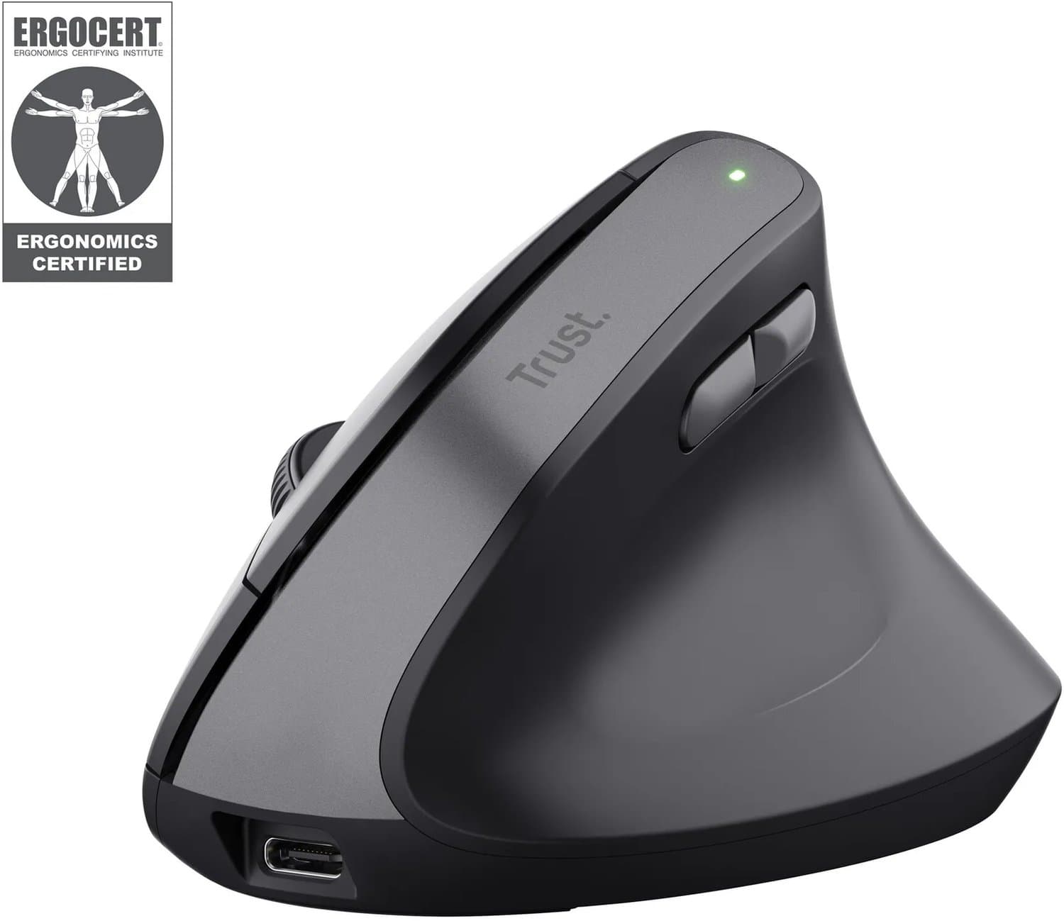 Trust Bayo V2 - Draadloze Ergonomische Muis - Oplaadbaar - Verticaal - Zwart