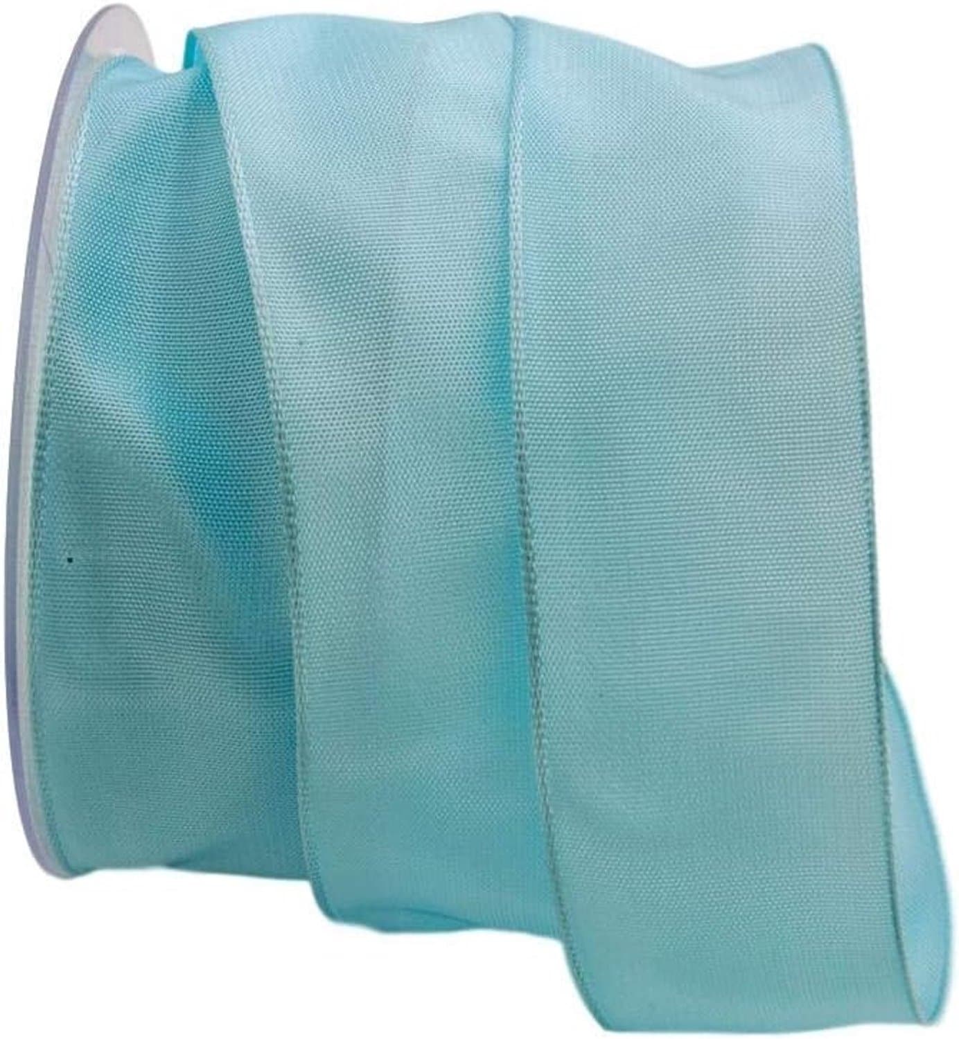 Lichtblauwe Uni Band 40 mm met Draad - 20m Decoratieve Lint