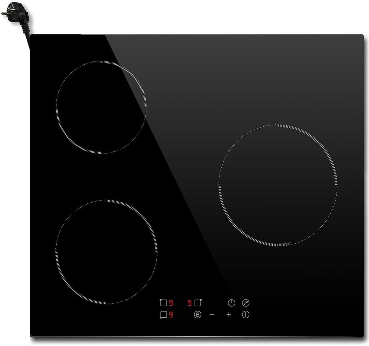 Kavo Inductie Kookplaat - Ingebouwde Inductiekookplaat - Inductiekookplaat met 3 Kookzones - Zwart - 59cm x 52cm x 6cm