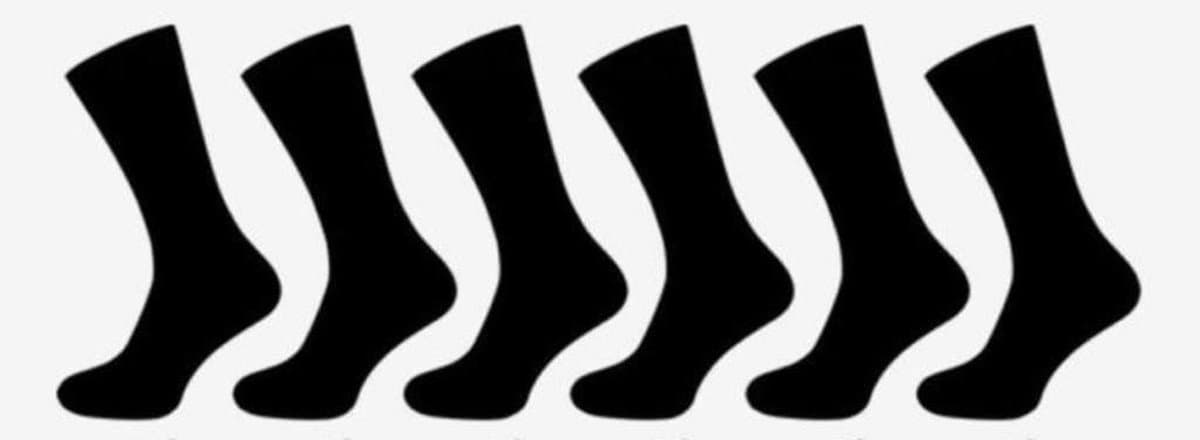 Gianvaglia Sokken - Effen - Unisex - 6 Paar - Zwart - Maat 43-46