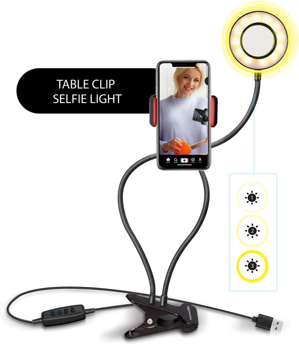 Silvergear Ringlamp met Statief Smartphone - Ring Lamp - Ringlampen - Ringlamp Laptop - Telefoon Statief - Zwart