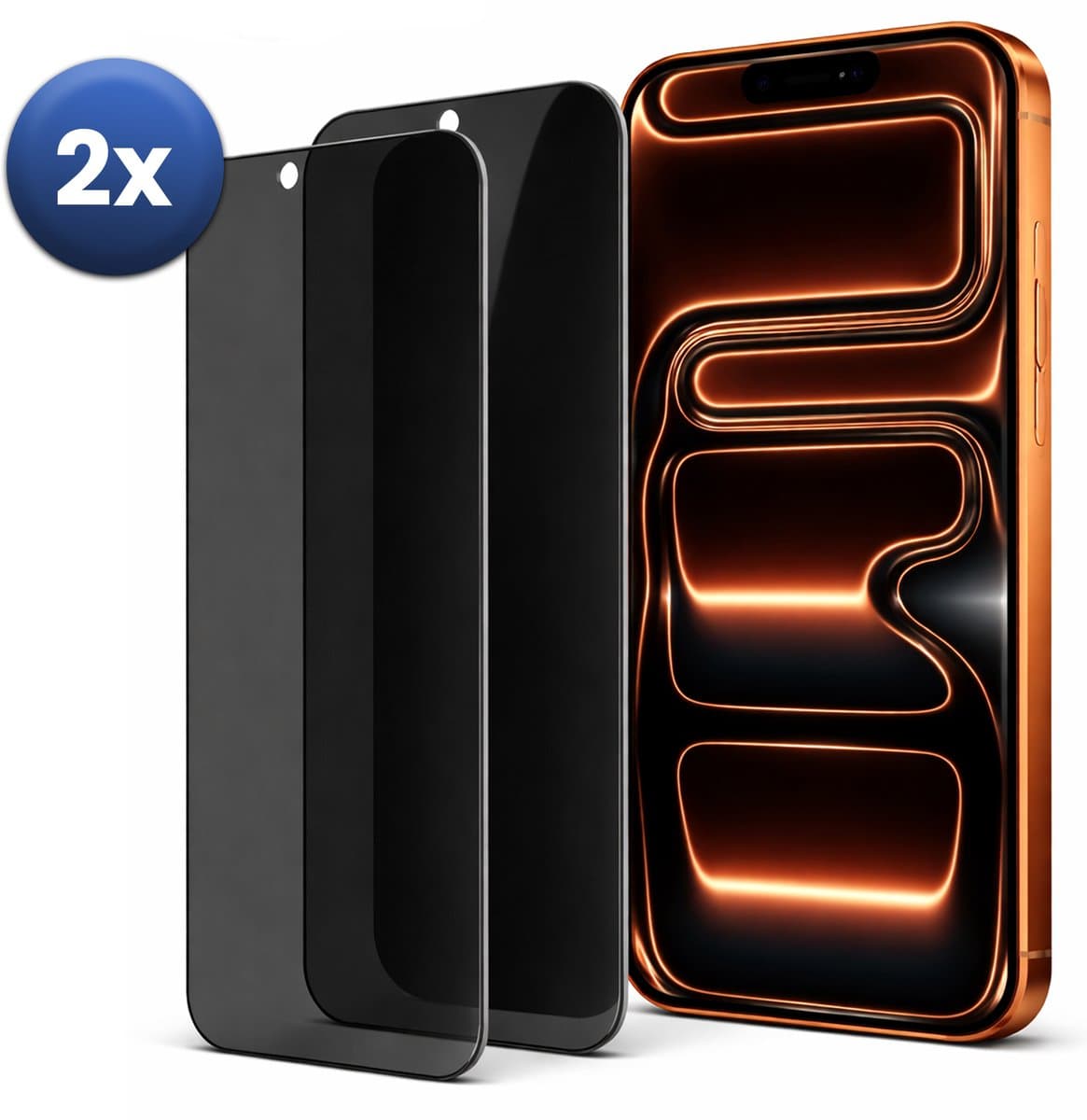 Privacy Screenprotector Geschikt Voor iPhone 17 / 17 Pro – Privacy Glass – 2-Pack – Anti-Spy – Gehard Glas 9H – Case Friendly