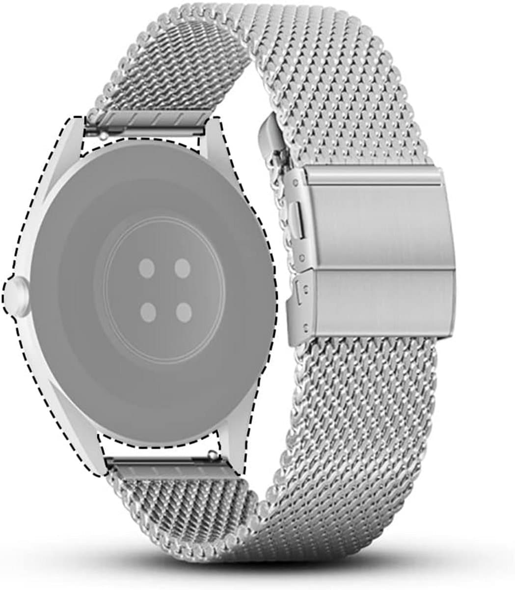 Metalen Horlogeband voor Smartwatch en Horloge - Roestvrij Staal, Vouwsluiting, Snelspanner