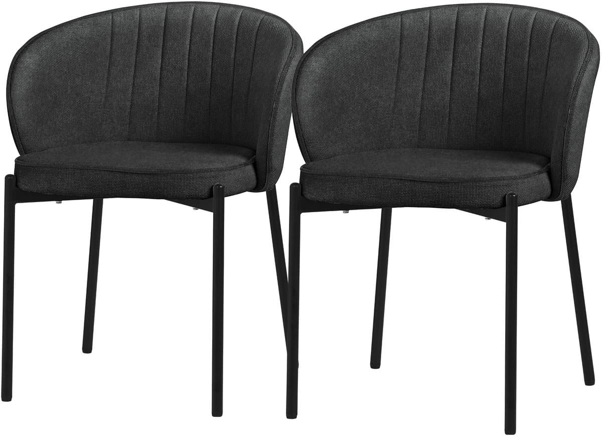 Set van 2 eetkamerstoelen met rugleuning & armleuning antraciet met metalen poten tot 120 kg ML-Design