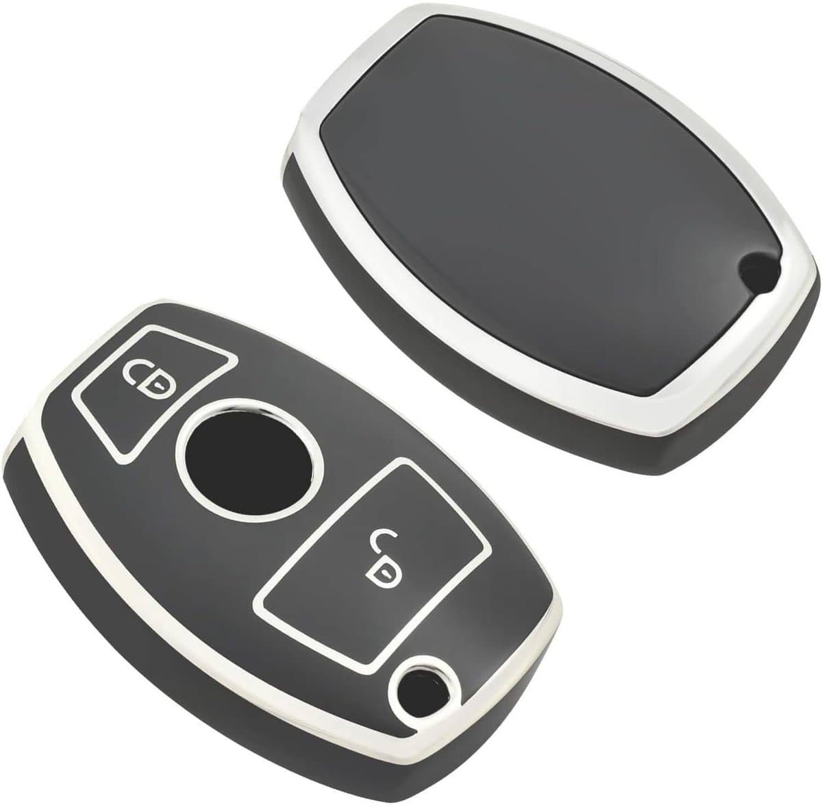 Autosleutel Hoesje geschikt voor Mercedes - Sleutelcover - TPU Cover Sleutelhoes - Accessoires - zwart
