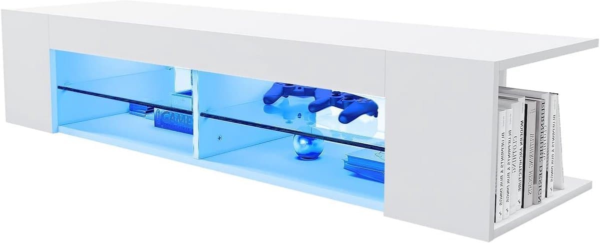 Hoogglans Witte TV-meubel met LED Verlichting 135 cm Breed