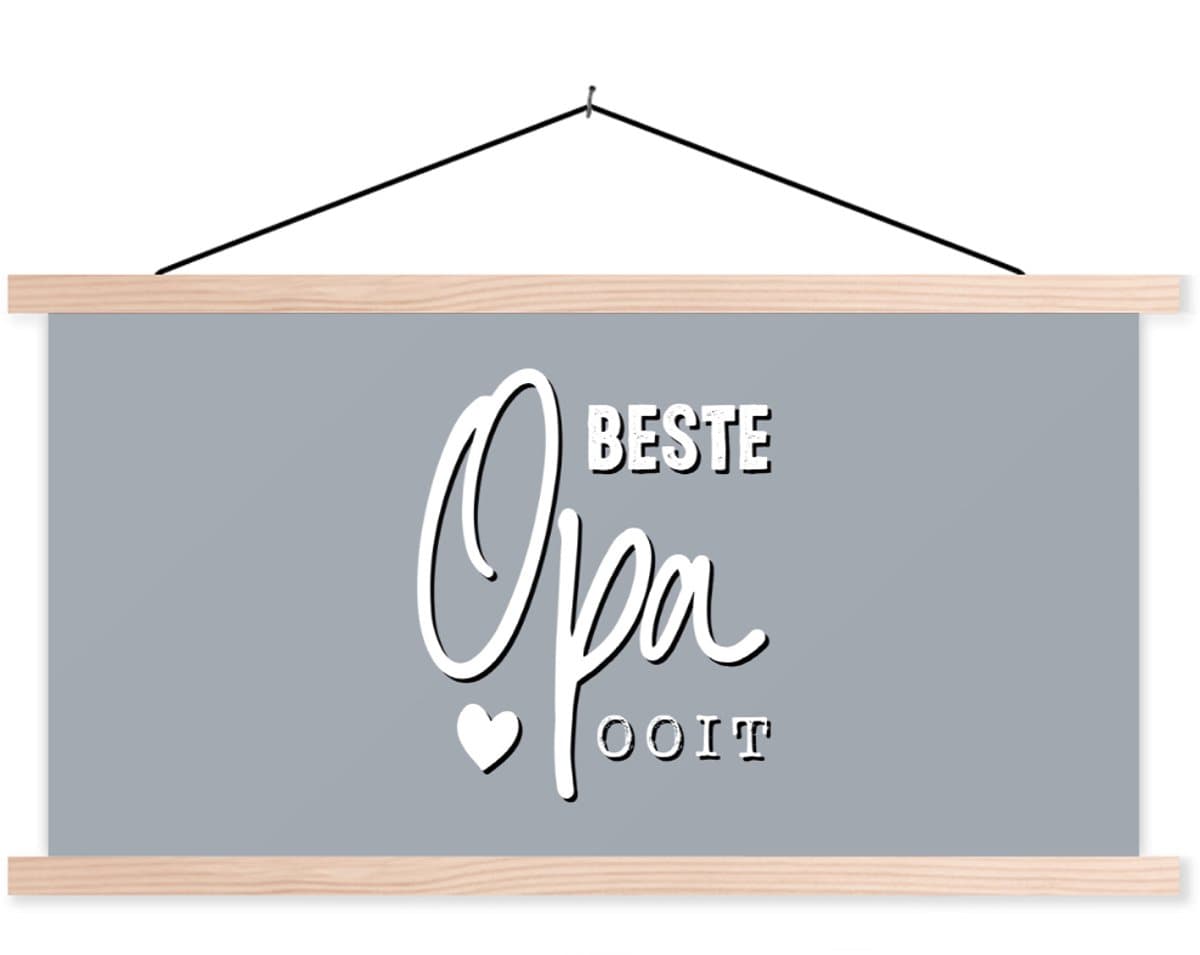 Posterhanger incl. Poster 150x75 cm - Schoolplaat - Quote - Cadeau man - Vaderdag - Beste opa ooit - Spreuken - Textielposter - Blanke latten - Vaderdag cadeau - Geschenk - Cadeautje voor hem - Tip - Mannen