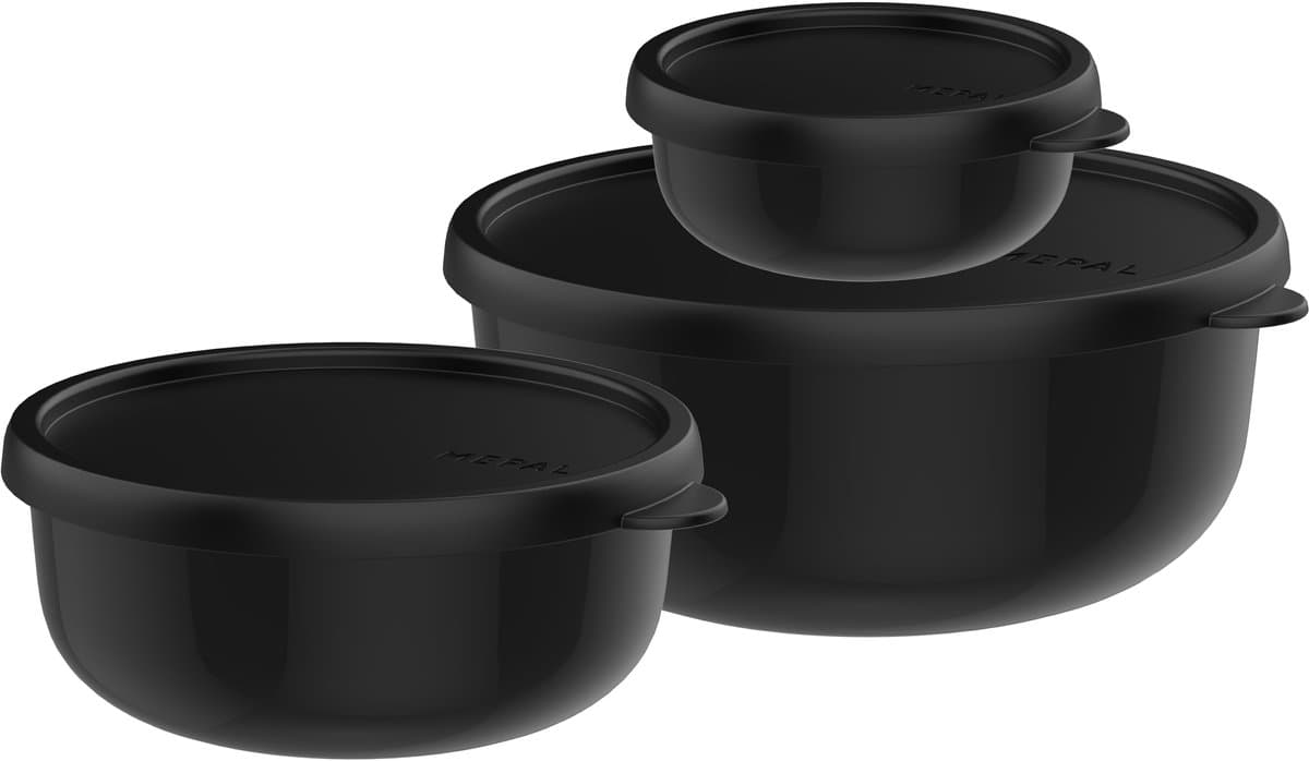 Mepal Bewaardoosset 3-delig Lumina - 250 + 750 + 1500 ml - Magnetronbakje met deksel - Nordic black