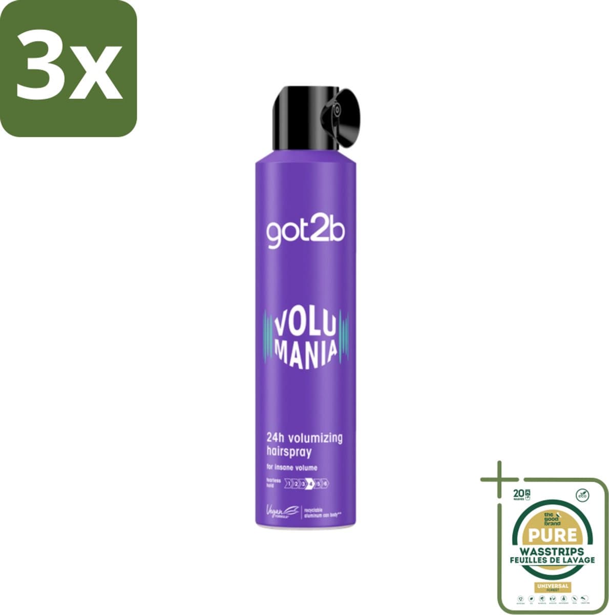3 x Got2B - Haarspray - Volumania - 300 ml - Grootverpakking - Haarspray - Volume - Body - Hold - Vegan Haarspray