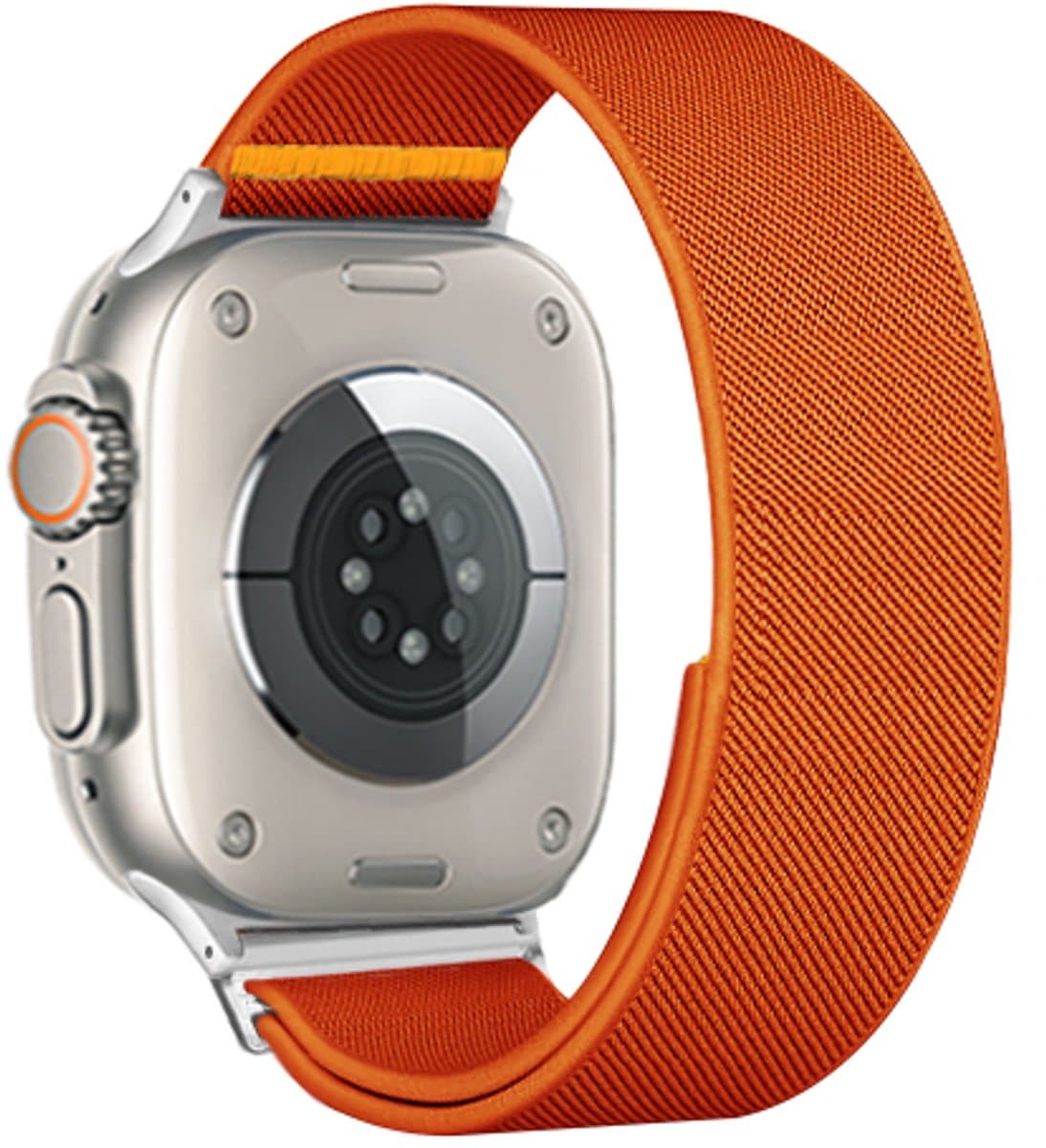 Stravo Verstelbare Nylon Solo Loop bandje Geschikt voor Apple Watch 42mm(Series 11/10) 41mm 40mm 38mm - Elastisch Gevlochten Horlogeband met Lengte-Verstelgesp voor Apple Watch SE 1 2 3 / Series 11 10 9 8 7 6 5 4 3 2 1 - Oranje