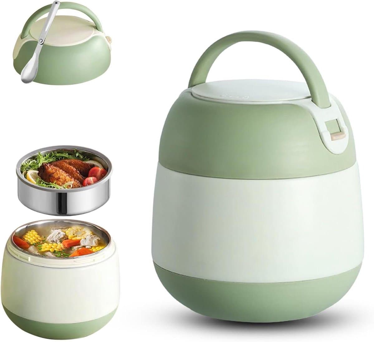 Cosensi - Lunchbox voor kantoor en school, geïsoleerde voedselcontainer met lepel (1,2 l)