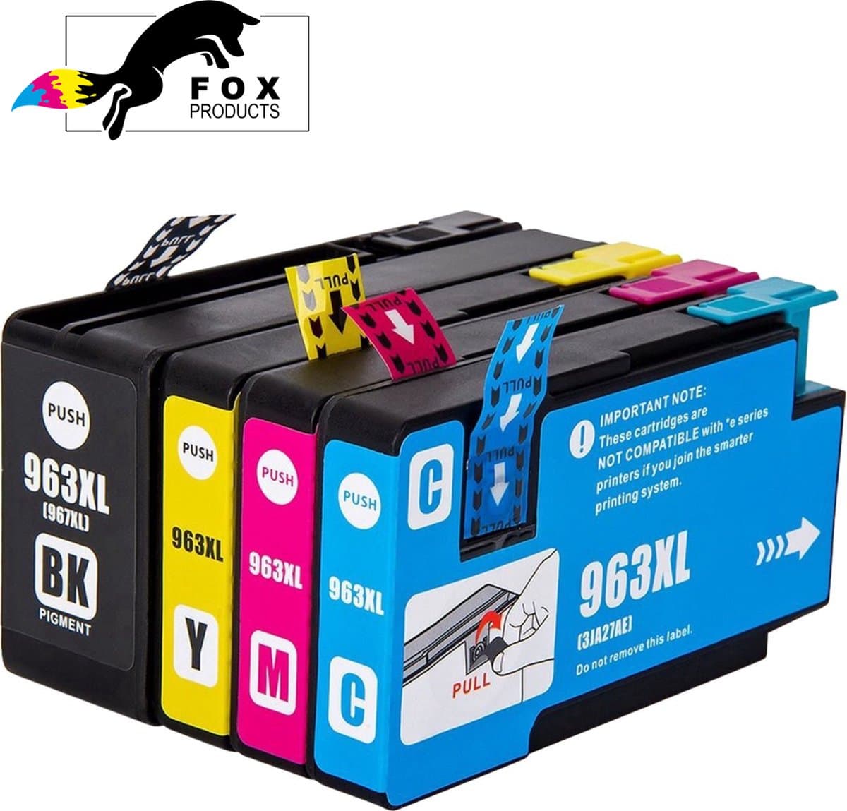 FoxProducts® 963XL 963 XL 4 stuks extra gevuld - cartridge - OfficeJet Pro 9010, 9014, 9012, 9020, 9025, 9015, 9016, 9019, 9022, 9018