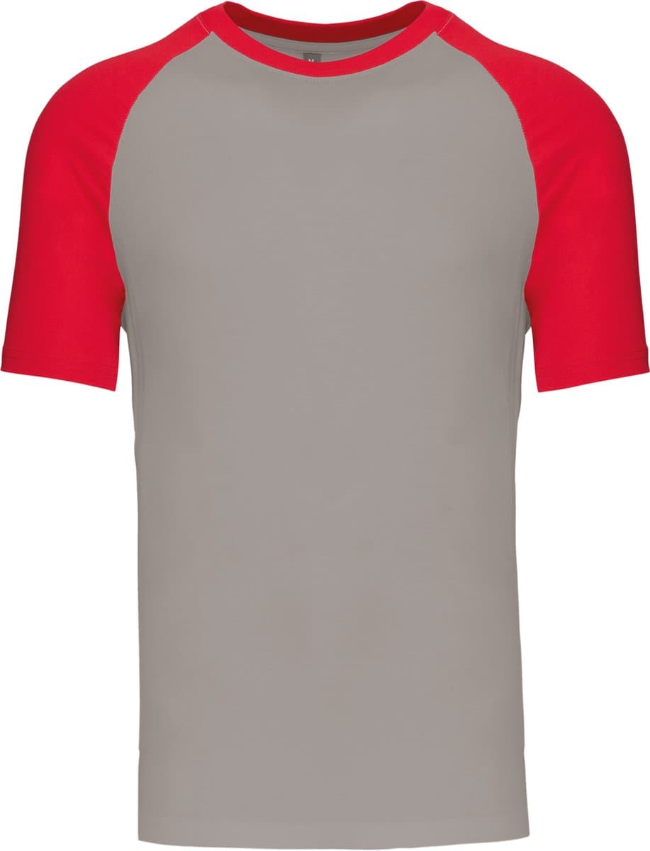 Kariban Baseball - Tweekleurig t-shirt K330 - Light Grey / Red - XL
