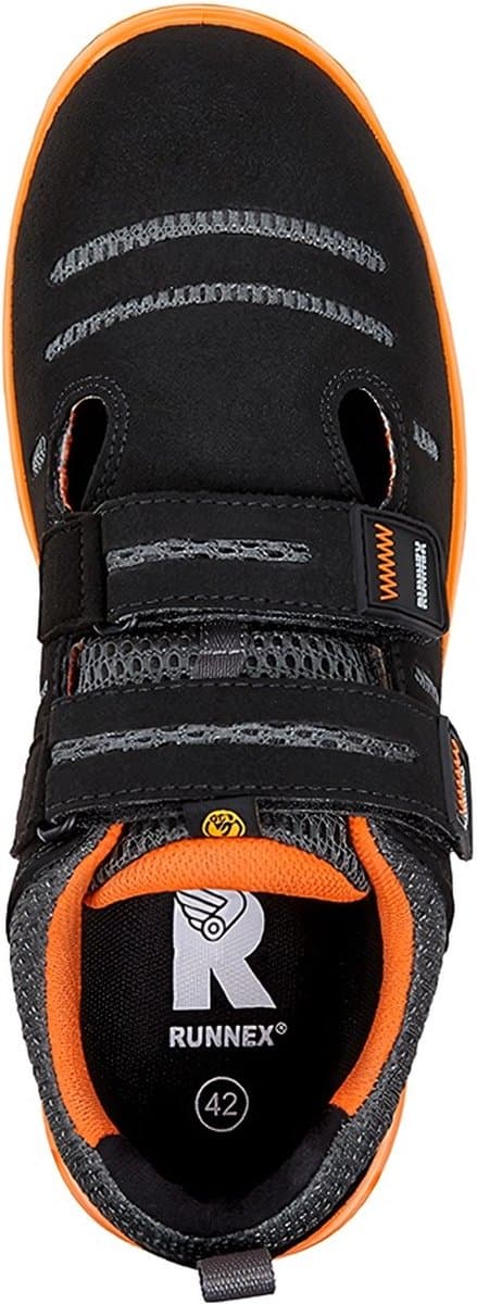 RUNNEX S1P-ESD-Sicherheitsklettsandale FlexStar Schwarz/Orange-37