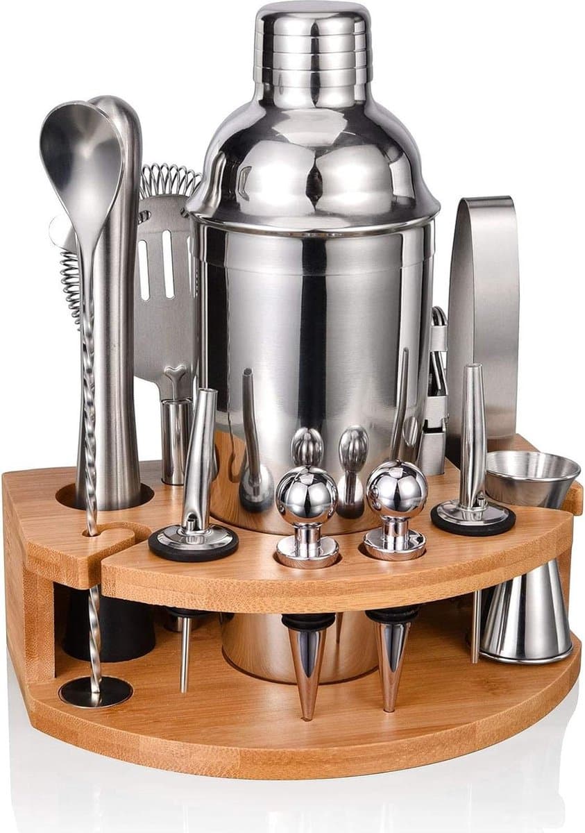 JK24 - Cocktailshaker - Cocktail shaker - Cocktailset - Cocktailshakerset - 12-delige cocktailshakerset - 750 ml roestvrij staal - barkeeperset cadeau - cocktailreceptenboekje - voor mannen vrouwen vrienden thuis