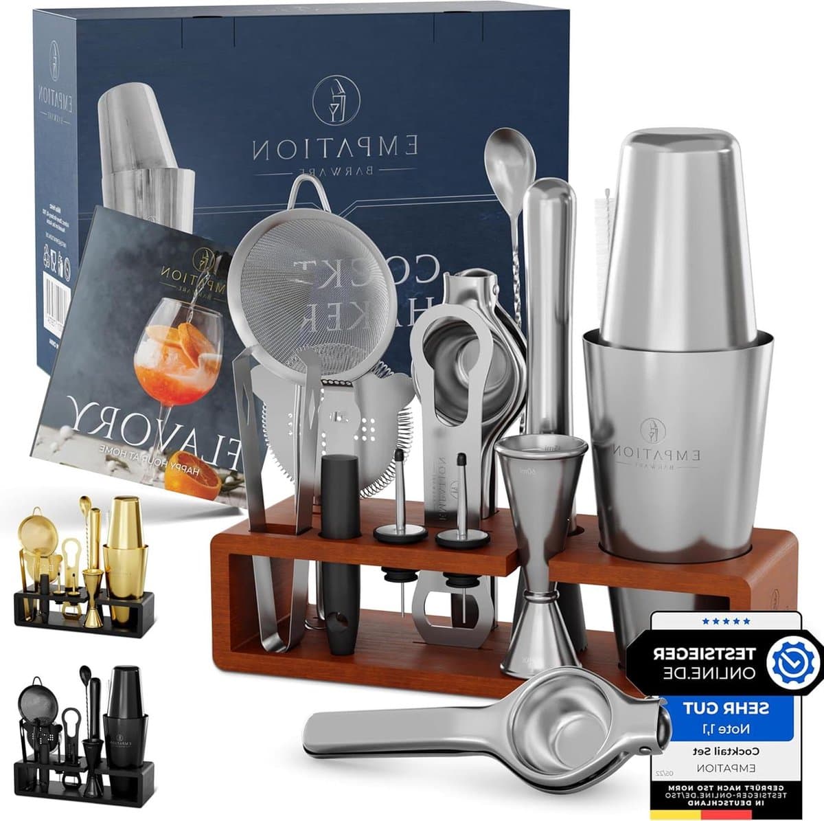 JK24 - Cocktailshaker - Cocktail shaker - Cocktailset - Cocktailshakerset - Boston Cocktail Set 825 ml Roestvrij Stalen Boston Cocktail Shaker - Gemakkelijk te Openen - Professionele Cocktailshakerset met Stand en Receptenboek