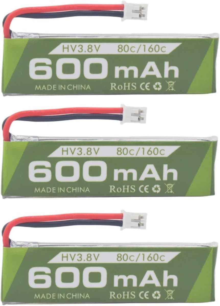 3 stuks 1S 3.8V 600mAh Li-ion batterij voor FPV Racing drones