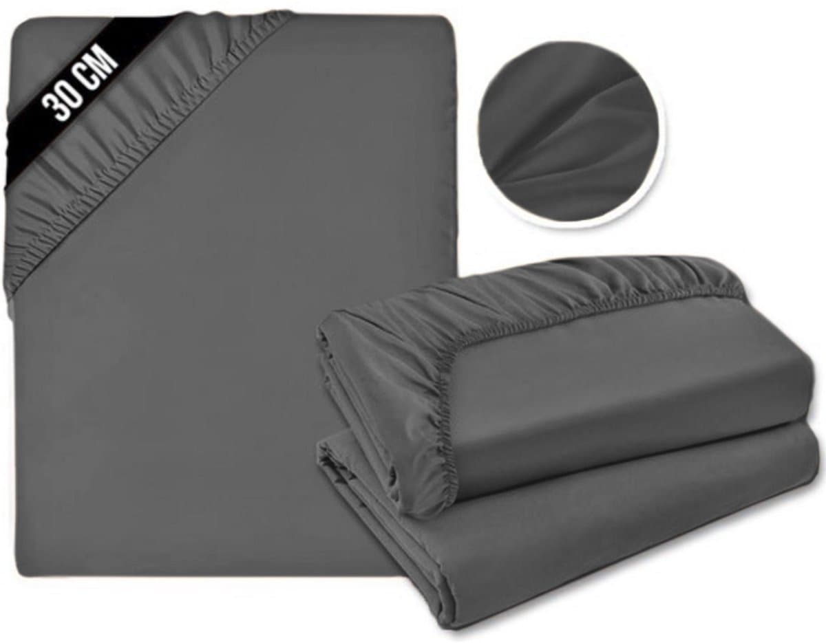 JMZR® Matrasovertrek 180x200 - Hoeslaken - Matrashoes - Super Zacht - Grijs