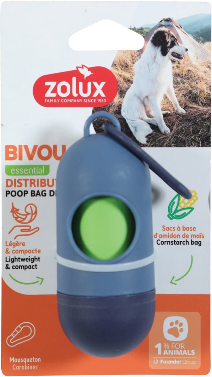 Poepzakhouder ZOLUX - Lichtgewicht Blauw - Inclusief 15 Biologisch Afbreekbare Zakjes