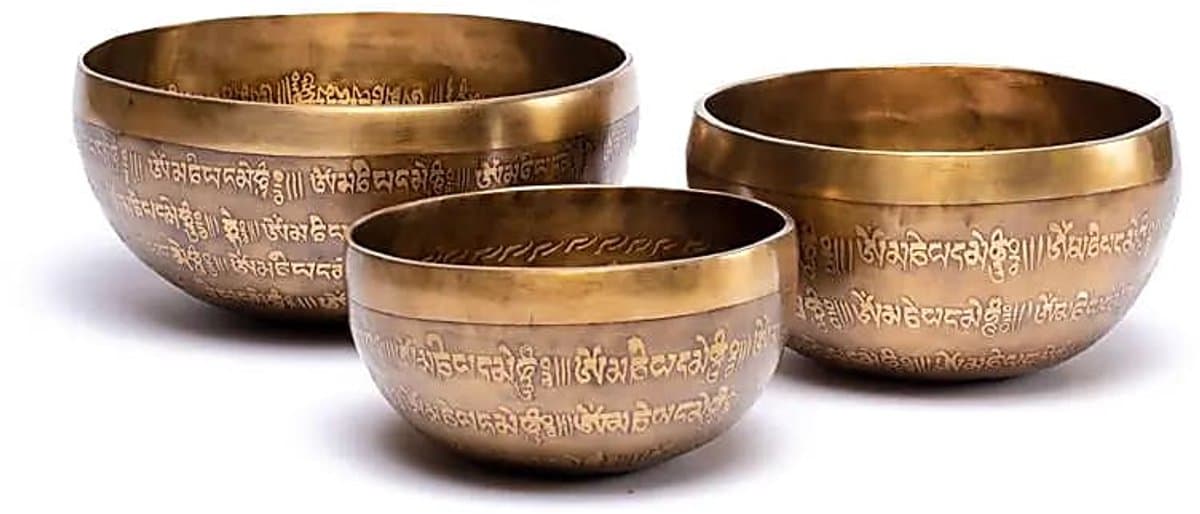 Klankschaal Tibet gegraveerd - 33 - 3100-3400 - Metaal - Brons - M