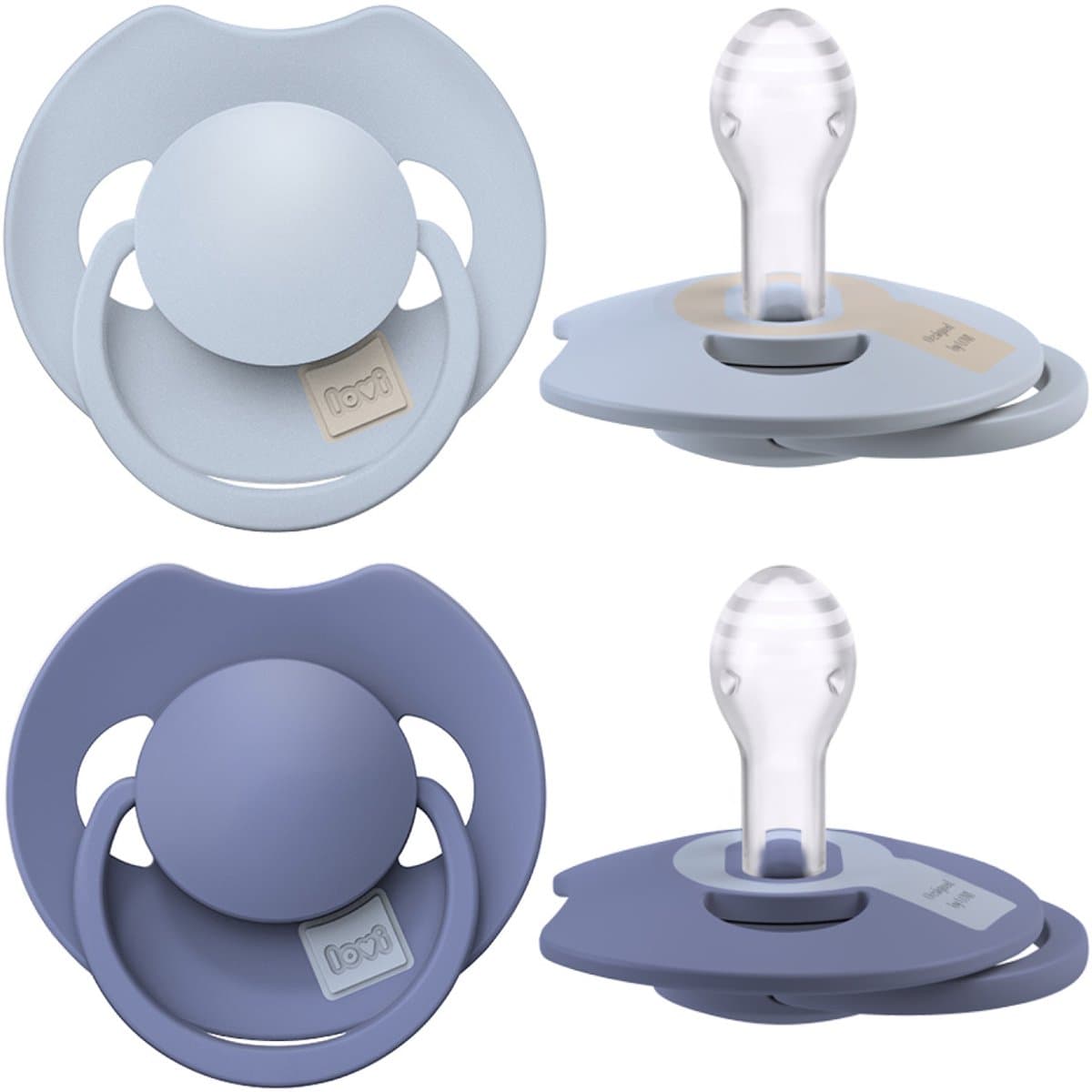 Difrax LOVI Dynamische Prime Fopspeen - 6 tot 18 Maanden - Lichtblauw&Navy - 2 Stuks