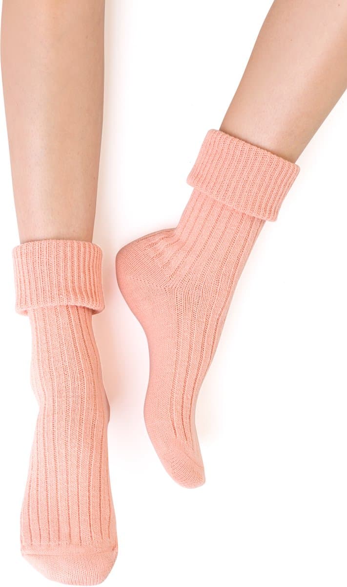 Huissokken-bedsokken-wintersokken-drukvrij-dames-meisjes-lichtoranje-maat 38-40