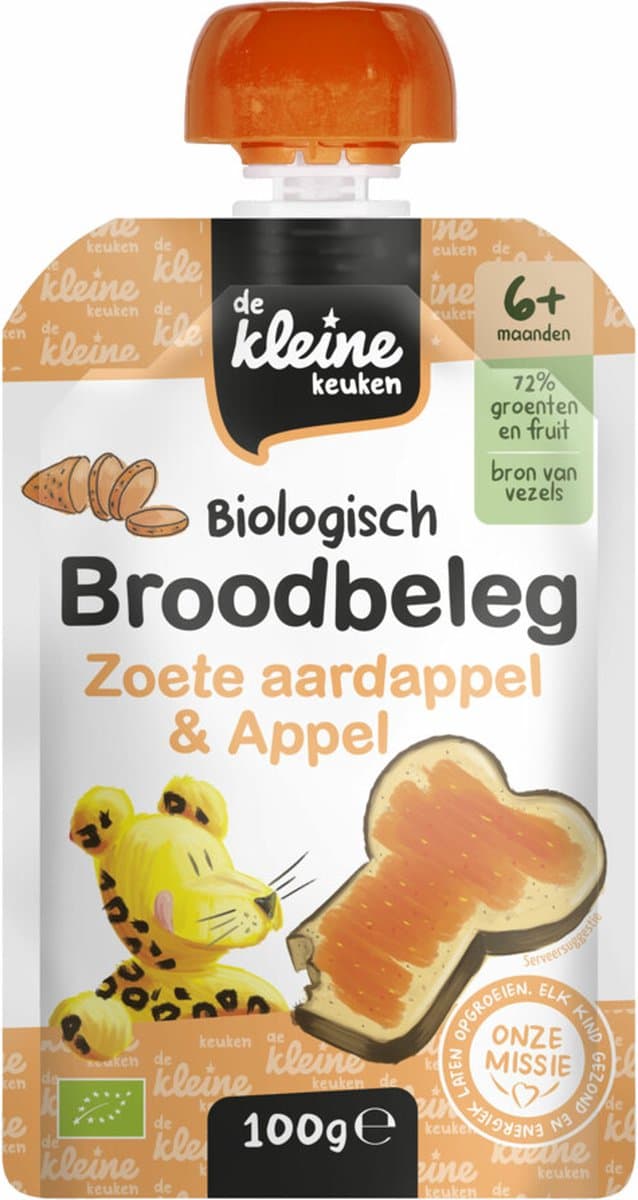 de Kleine Keuken - Bio Broodbeleg Zoete Aardappel & Appel - 6 x 100 gr - Voordeelverpakking