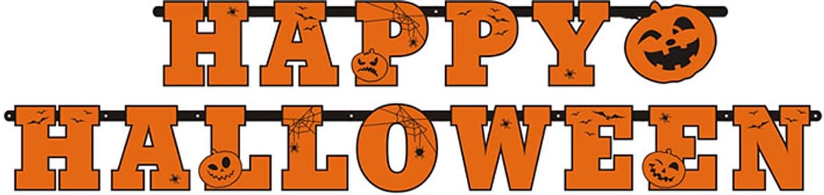 PartyDeco - Banner Happy Halloween 13 x 210 cm - Halloween - Halloween Decoratie - Halloween Versiering