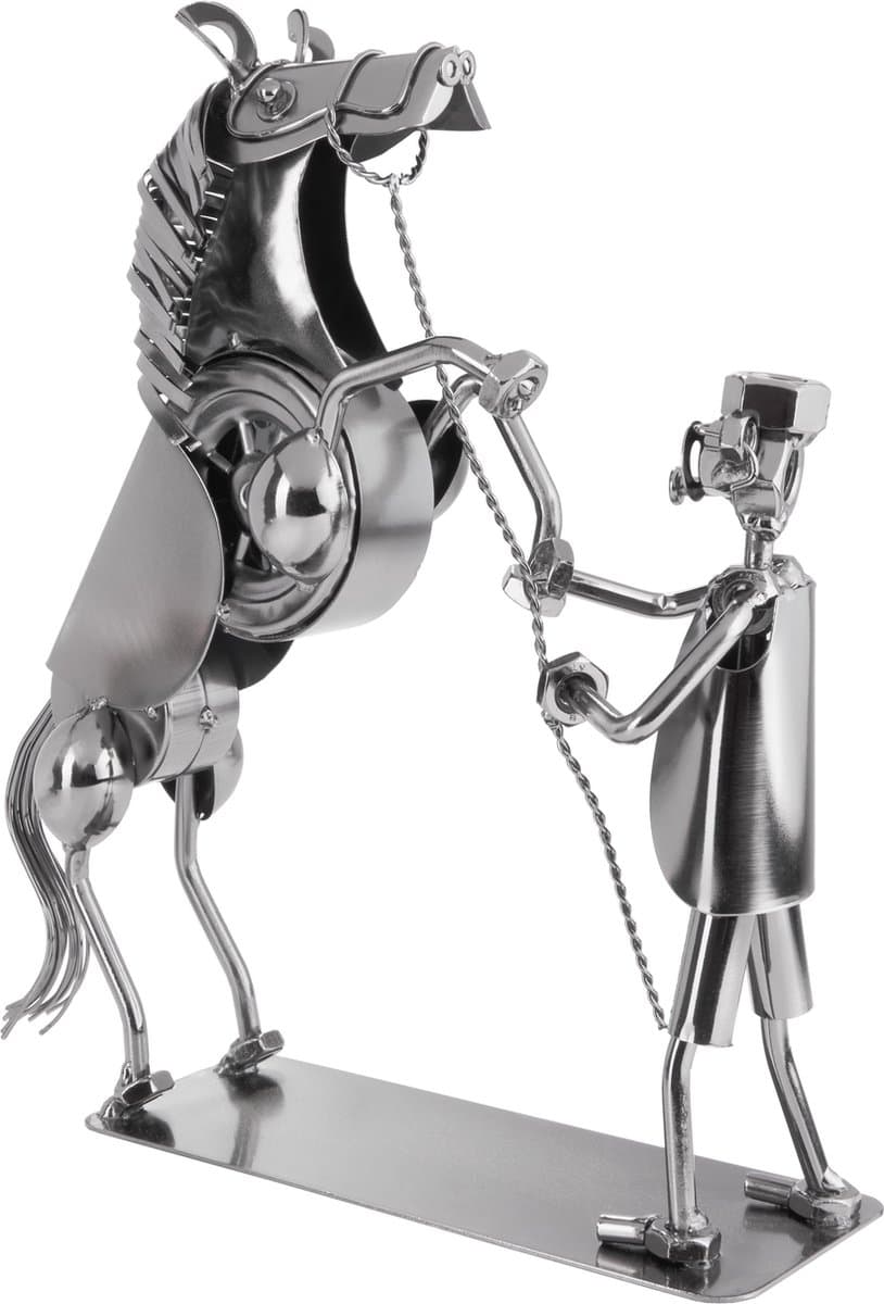 BRUBAKER Schroef Man Paard Op Twee Benen - Handgemaakte IJzer Figuur Metalen Man - Metalen Figuur Cadeau voor Paarden Ruiters, Ruiters, Fokkers en Paarden Liefhebbers