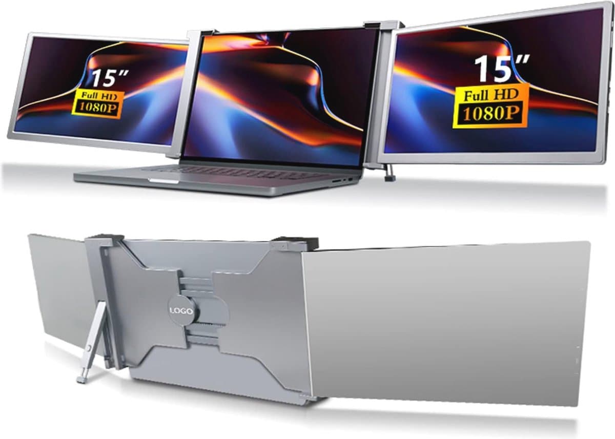 Draagbare Monitor 15 inch Full HD met Dubbele Schermverlenging voor Laptop en PC