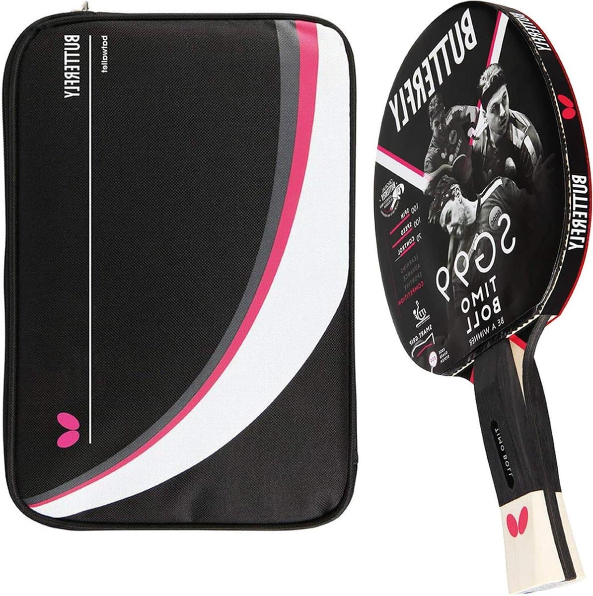 Professioneel Timo Boll SG99 tafeltennisbatje - ITTF-gecertificeerde racket voor wedstrijdspelers met Wakaba-bekleding - anatomische greepvorm