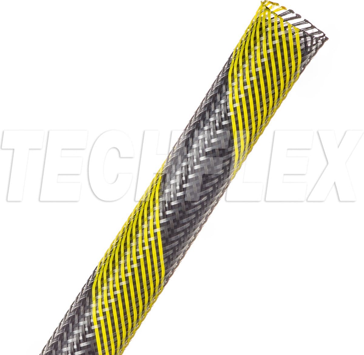 Techflex-PTN0.13SS/33-Kabelsok-Kabelsleeve-Kabelbeschermer-Kabel Management–Kabelkous-Kabelmantel-1.2-2.44mm-Kleur: Zwart-Geel-Lengte: 33 mtr