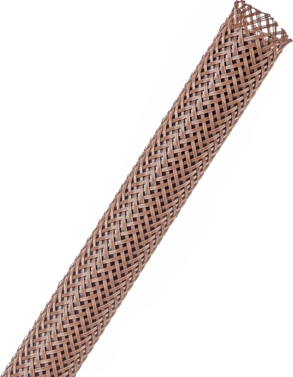 Techflex-PTN0.38BR/18-Kabelsok-Kabelsleeve-Kabelbeschermer-Kabel Management–Kabelkous-Kabelmantel-Maat: 4,8 – 12,7 mm-Kleur: Bruin-Lengte: 18 meter