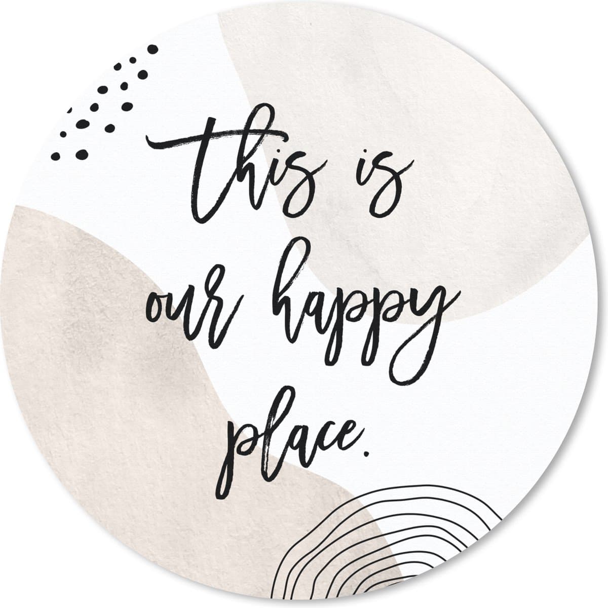 Muismat rond 40x40 cm - Mousepad Happiness - Nieuwe woning - Quote - Ronde muismatten