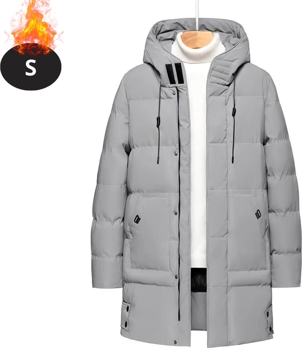 Livano Luxe Winterjas - Parka - Heren - Winter - Jas - Volwassen - Stijlvol - Met Capuchon - Grijs - S
