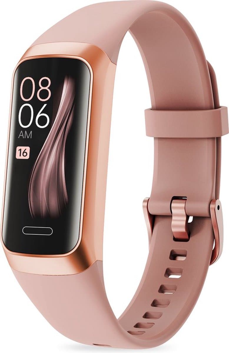 Otiume Activity Tracker - Stappenteller en Hartslagmeter - Sporthorloge - Smartwatch - Dames Heren en Kinderen - Amoled - Bloeddrukmeter - Roze