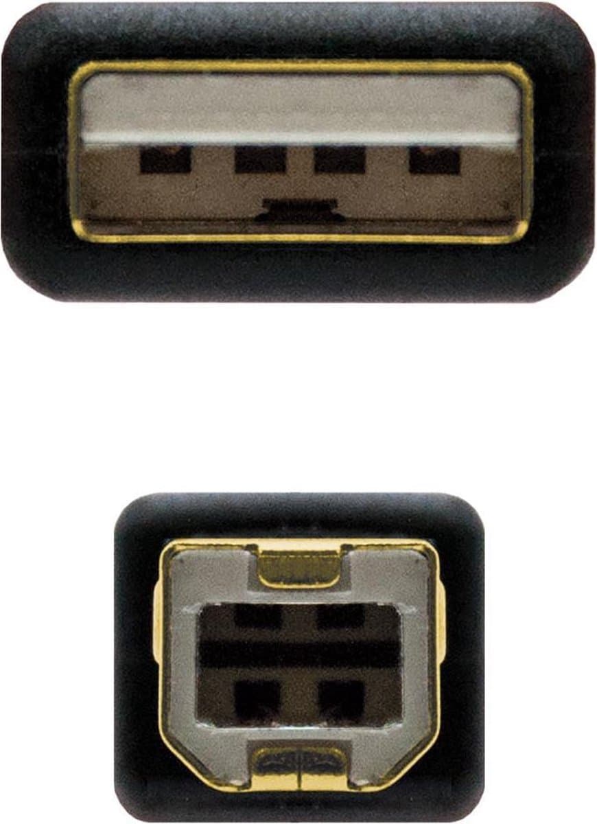 USB 2.0 A to USB B Cable NANOCABLE 10.01.120 Black