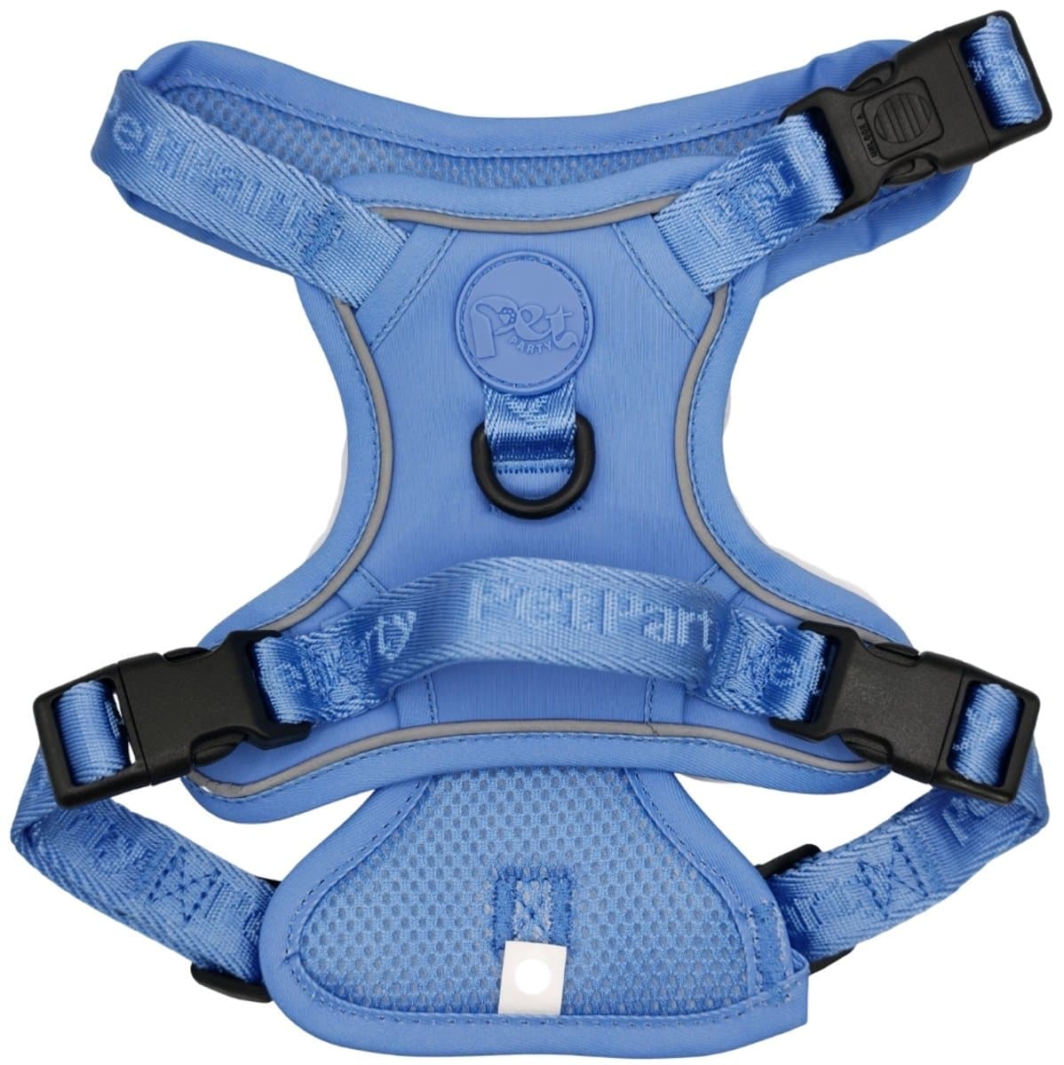 Pet Party Y-Hondenharnas No Pull - Anti Trek Hondentuig met Borstclip en Rugclip - Verstelbaar Y-Tuig - Reflecterend en Zacht Gevoerd - Blauw - Maat M - Borstomvang 60-76 cm