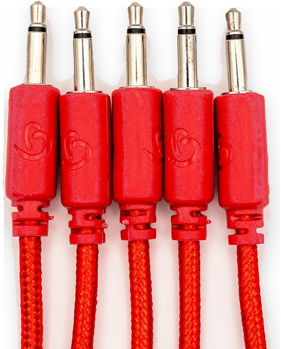 Bowl Modular Gevlochten Patchkabels 60 cm – Rood – 15 Stuks – Eurorack / Modular Synthesizer – 3,5 mm Mono Jack