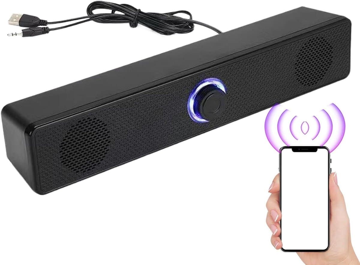 Draadloze Soundbar - Geluidssysteem - Thuisbioscoop Ervaring - Automatische Volumeverhoging - 10 Meter Bereik - Zwart