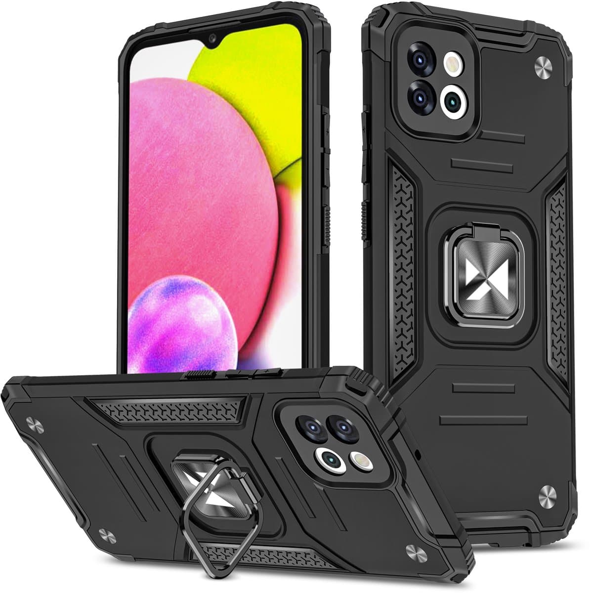 Wozinsky Ring Armor Serie - Schokbestendig Hoesje - Samsung Galaxy A03 - Magnetische Handgreep - Zwart