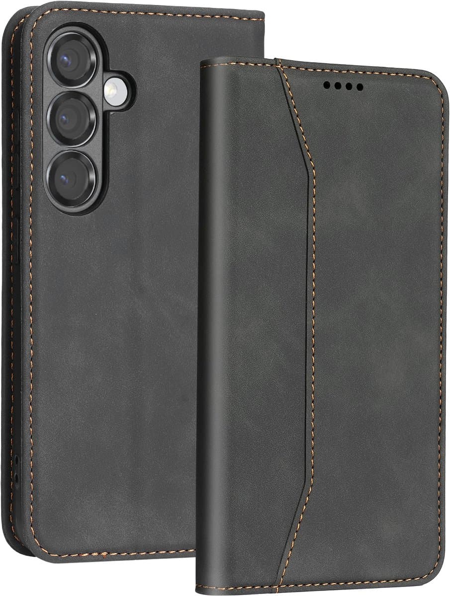 Podec Hoesje met Pasjeshouder geschikt voor Samsung Galaxy S26 - Zwart Telefoonhoesje - Anti-Shock - Bookcase Cover met 1x Screenprotector