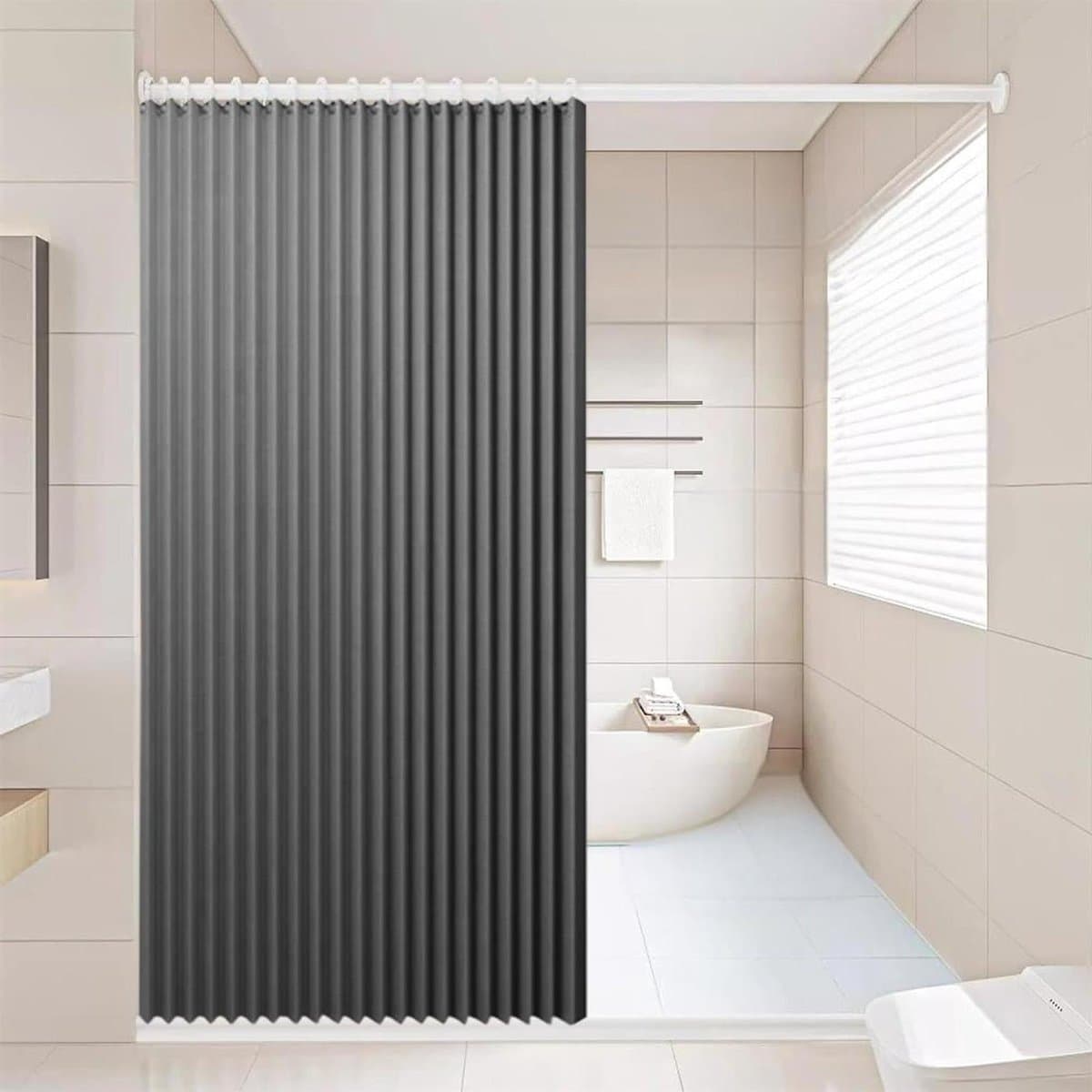 Douchegordijn - Badgordijn Waterdicht - Badkamer Droog Houden - Magnetisch Ontwerp - 180 x 200 cm - Grijs