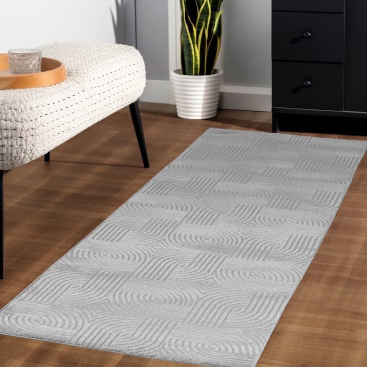 Binnenkleed met ruitpatroon, zilverkleurig, voor de woonkamer, duurzaam en slijtvast, antislip. 280x370 cm