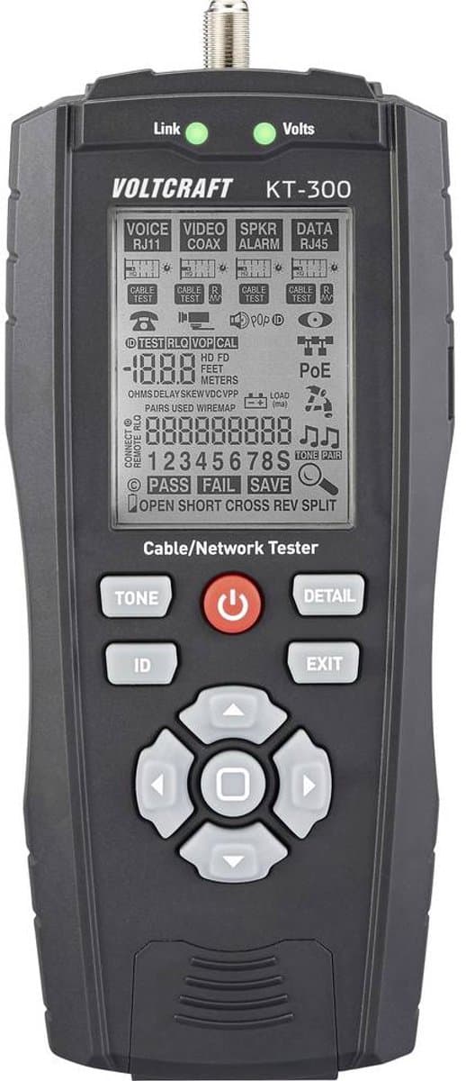 VOLTCRAFT VC-17497100 KT-300 Kabeltester Meetbereik: Telecommunicatie, Netwerk