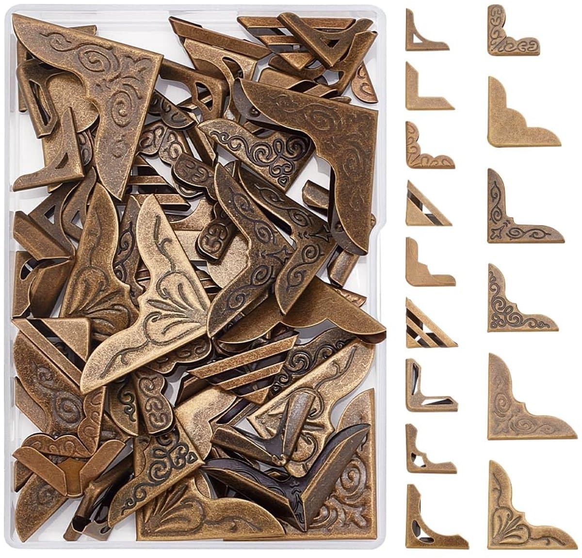 Dailygoods - Hoekbeschermers - Vintage Decoratie - 60 Stuks - Antiek Brons - Meubels en Sieraden - Geschikt voor Boeken en Plakboeken