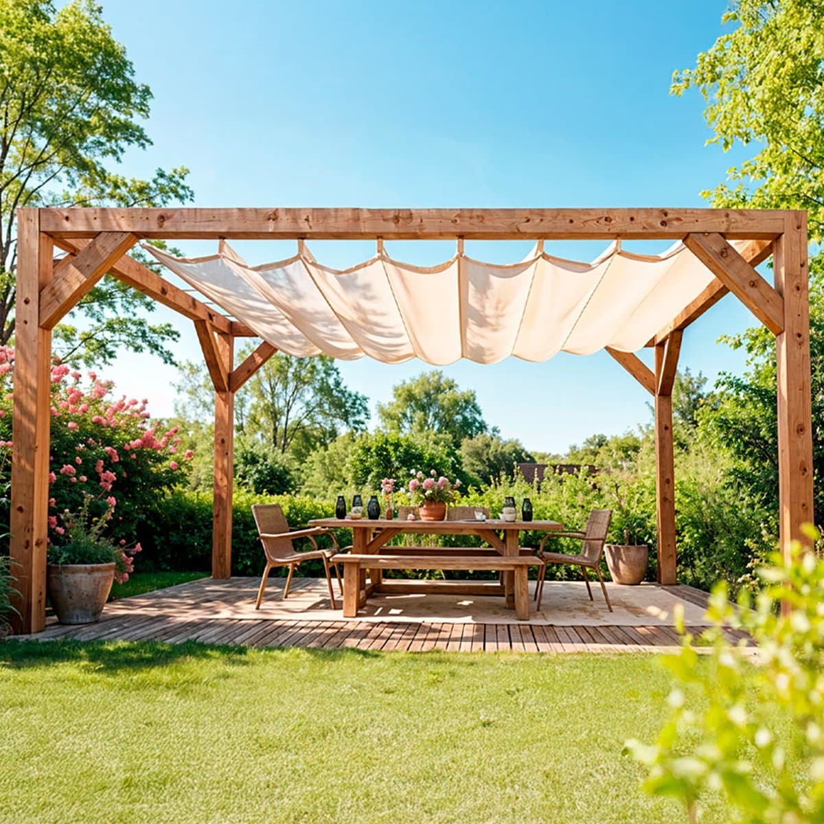 Shadow Comfort® - Harmonicadoeken excl. bevestigingsset - 600 cm x 370 cm - Arctic White - Harmonica - geschikt voor pergola - pergola doek