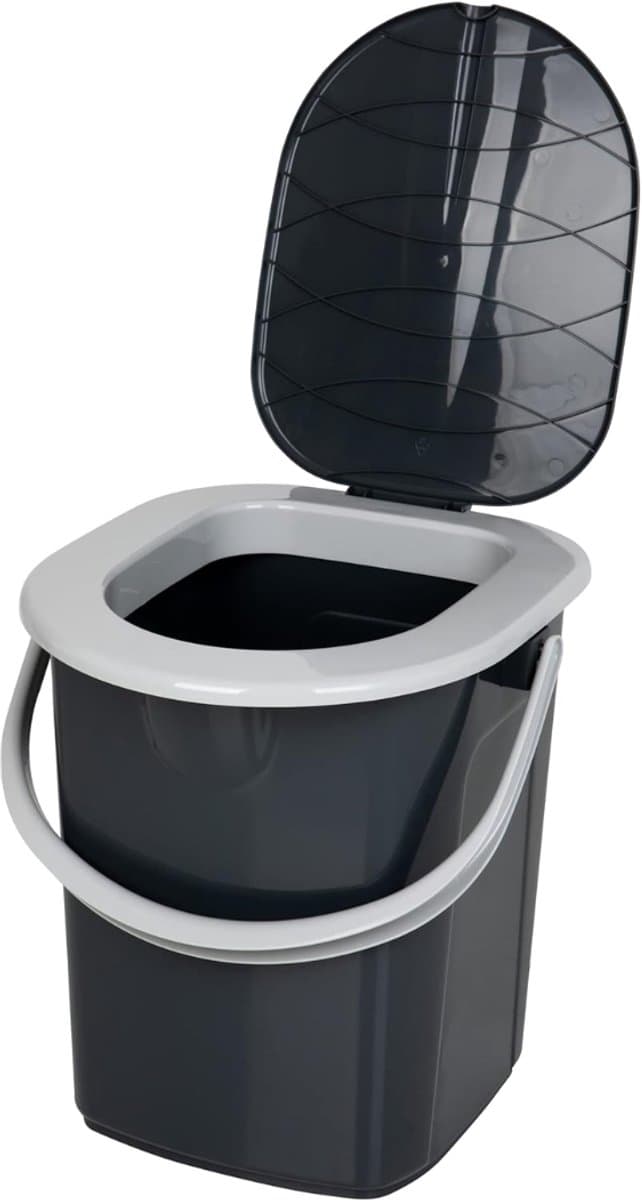 AMA® Toiletemmer Met Deksel - Toiletemmer - Draagbaar Toilet - Zwart - 38cm x 35cm x 37cm